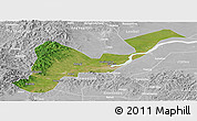Satellite Panoramic Map of Tangyuan, lighten, desaturated