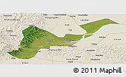 Satellite Panoramic Map of Tangyuan, shaded relief outside