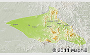 Physical 3D Map of Tieli, lighten, semi-desaturated
