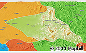 Physical 3D Map of Tieli, political outside