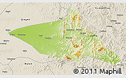 Physical 3D Map of Tieli, shaded relief outside