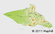 Physical 3D Map of Tieli, single color outside