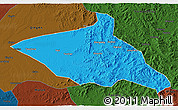Political 3D Map of Tieli, darken