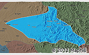 Political 3D Map of Tieli, darken, semi-desaturated