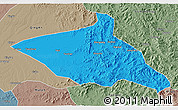 Political 3D Map of Tieli, semi-desaturated