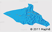 Political 3D Map of Tieli, single color outside