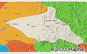 Shaded Relief 3D Map of Tieli, political outside