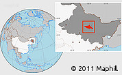 Gray Location Map of Tieli, highlighted country, highlighted parent region