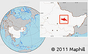 Gray Location Map of Tieli, highlighted country