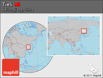 Gray Location Map of Tieli, highlighted parent region, within the entire country