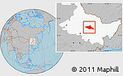 Gray Location Map of Tieli, highlighted parent region, hill shading
