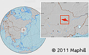 Gray Location Map of Tieli, hill shading