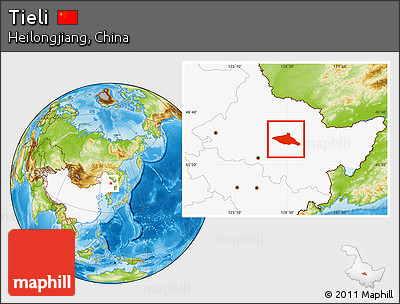 Physical Location Map of Tieli, highlighted country