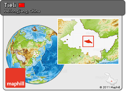 Physical Location Map of Tieli, highlighted parent region