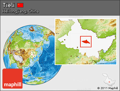 Physical Location Map of Tieli, highlighted parent region