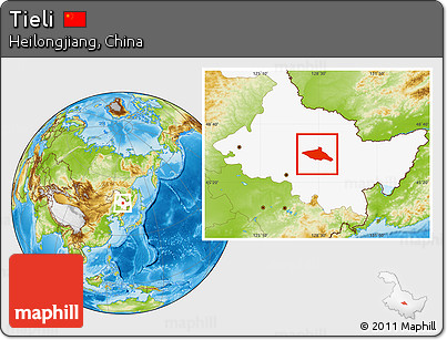 Physical Location Map of Tieli, highlighted parent region