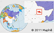 Political Location Map of Tieli, highlighted country
