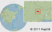 Savanna Style Location Map of Tieli, hill shading