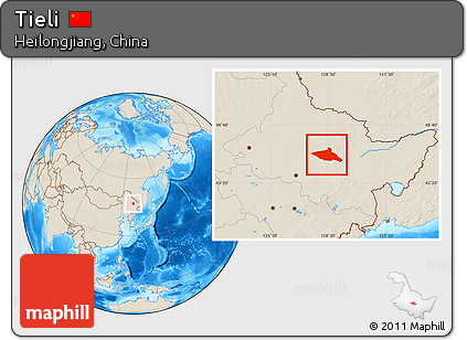 Shaded Relief Location Map of Tieli