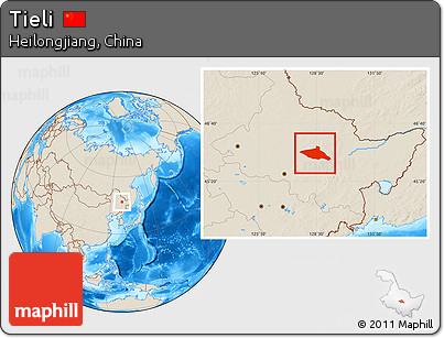 Shaded Relief Location Map of Tieli