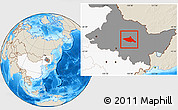 Shaded Relief Location Map of Tieli, highlighted country, highlighted parent region