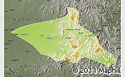 Physical Map of Tieli, darken, semi-desaturated