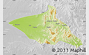 Physical Map of Tieli, lighten, desaturated