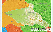 Physical Map of Tieli, political outside