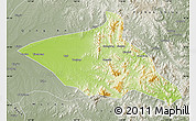 Physical Map of Tieli, semi-desaturated