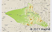 Physical Map of Tieli, shaded relief outside