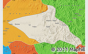 Shaded Relief Map of Tieli, political outside