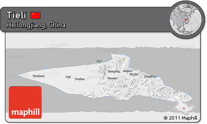 Gray Panoramic Map of Tieli, single color outside