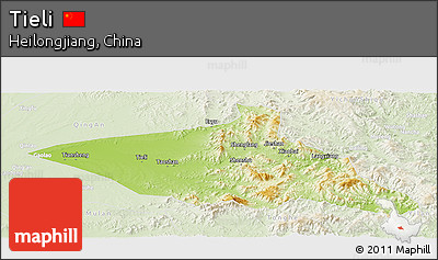 Physical Panoramic Map of Tieli, lighten