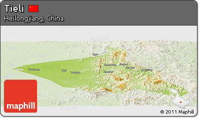 Physical Panoramic Map of Tieli, lighten