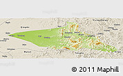 Physical Panoramic Map of Tieli, shaded relief outside
