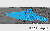 Political Panoramic Map of Tieli, darken, desaturated