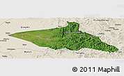 Satellite Panoramic Map of Tieli, shaded relief outside