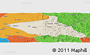 Shaded Relief Panoramic Map of Tieli, political outside