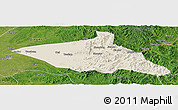 Shaded Relief Panoramic Map of Tieli, satellite outside