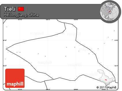 Blank Simple Map of Tieli, no labels