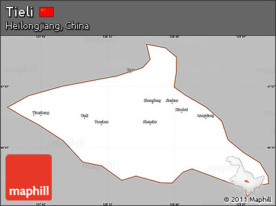 Gray Simple Map of Tieli, cropped outside