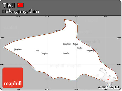 Gray Simple Map of Tieli, cropped outside