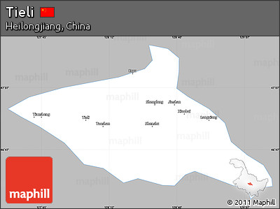 Gray Simple Map of Tieli, single color outside