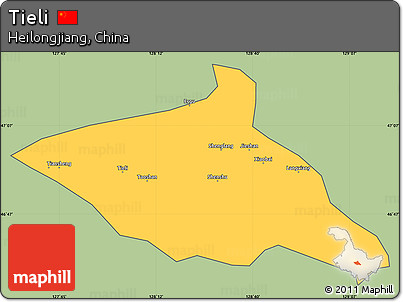 Savanna Style Simple Map of Tieli, cropped outside
