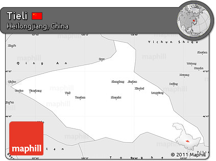 Silver Style Simple Map of Tieli