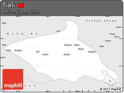 Silver Style Simple Map of Tieli