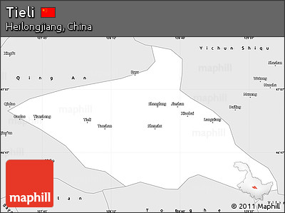 Silver Style Simple Map of Tieli
