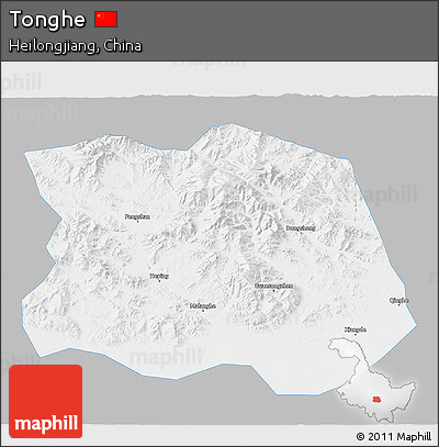 Gray 3D Map of Tonghe, single color outside