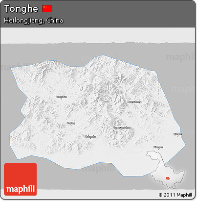 Gray 3D Map of Tonghe, single color outside