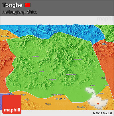 Political 3D Map of Tonghe